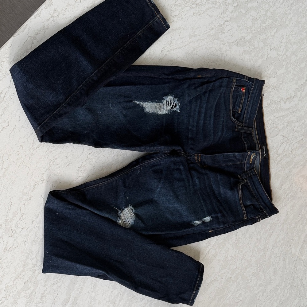 Hudson Jeans Women's Midnight Blue Ripped Skinny Jeans